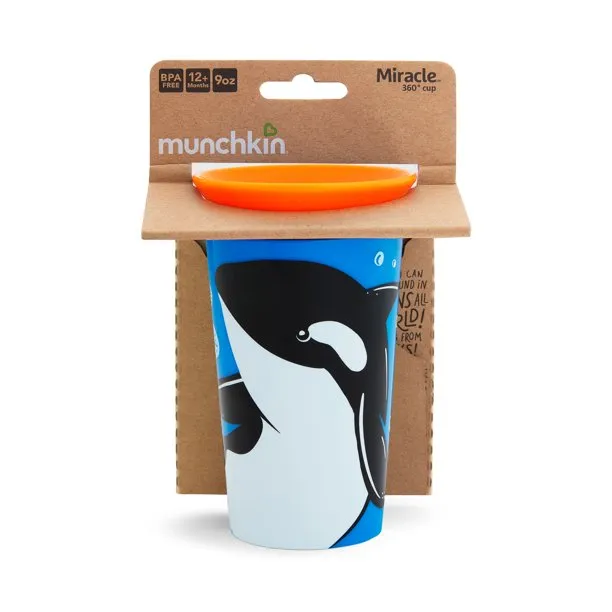 Munchkin Miracle 360 WildLove Sippy Cup, 9 Oz, Orca