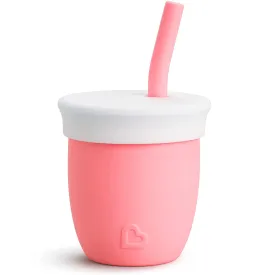 Munchkin Silicone Baby Open Training Cup with Straw, 4oz, Pink