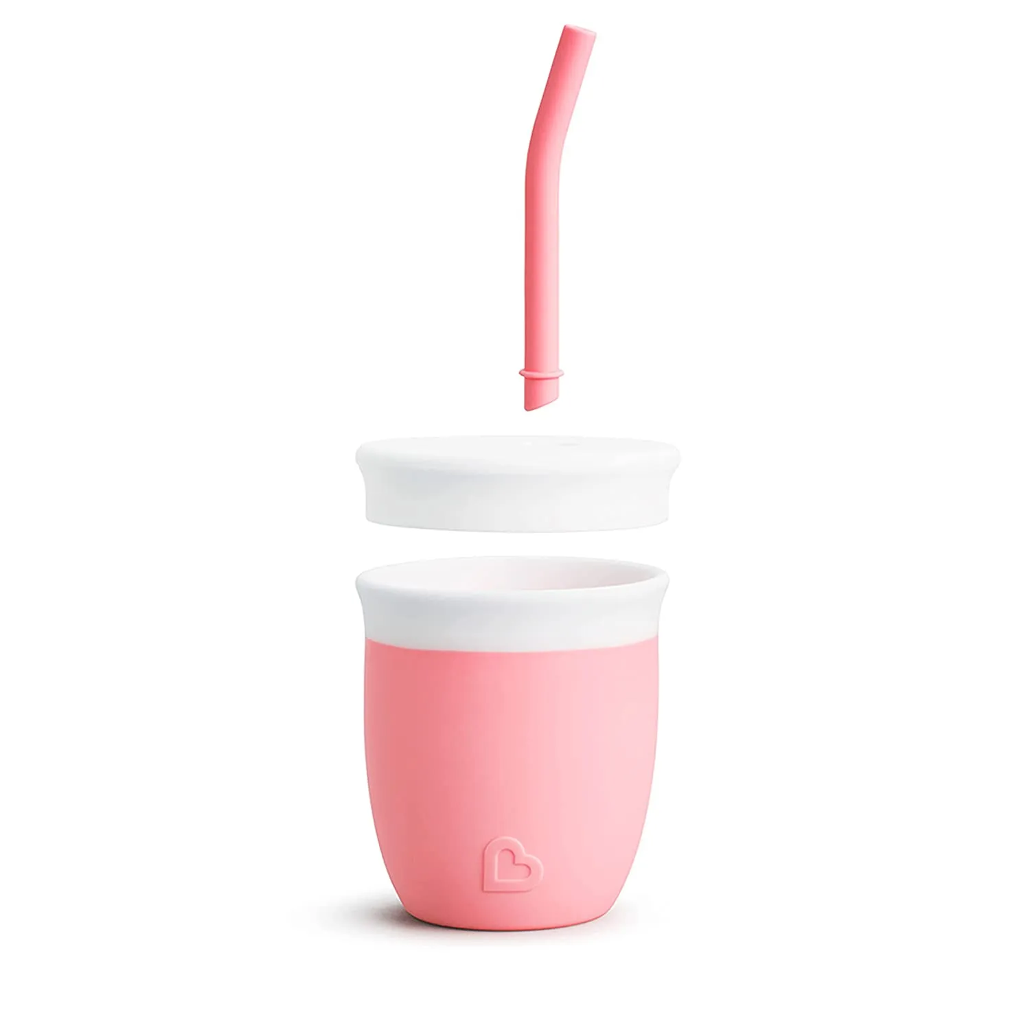 Munchkin Silicone Baby Open Training Cup with Straw, 4oz, Pink