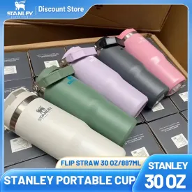 New Stanley 30oz Tumbler With handle Leopard Tumbler With Straw Lids Stainless Steel Coffee Termos Cup Car Mugs vacuum cup