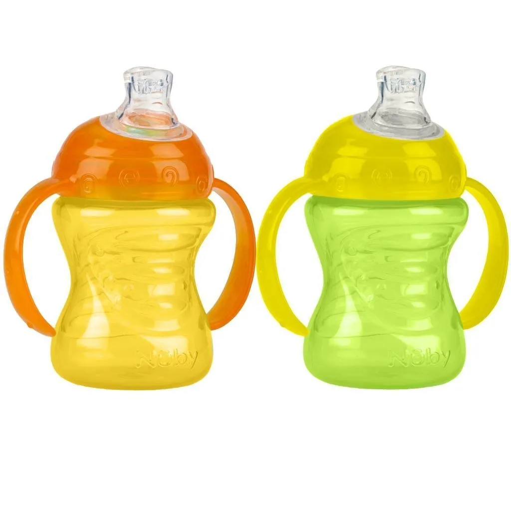 Nuby No-Spill Super Spout Grip N' Sip 4M  - 4 Count (ASSORTED COLORS)