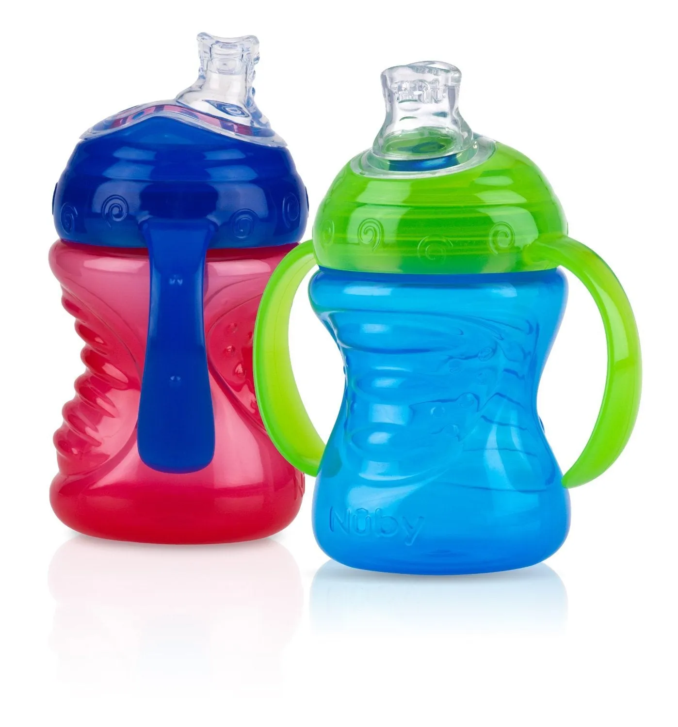 Nuby No-Spill Super Spout Grip N' Sip 4M  - 4 Count (ASSORTED COLORS)