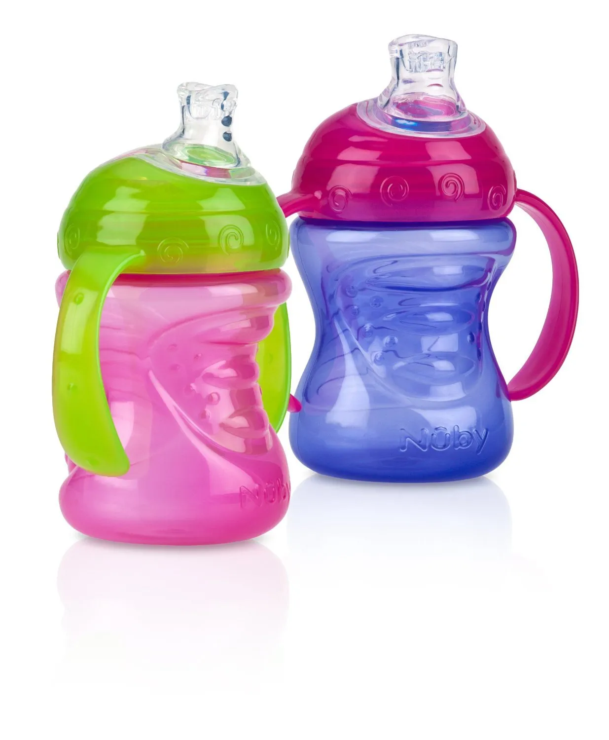 Nuby No-Spill Super Spout Grip N' Sip 4M  - 4 Count (ASSORTED COLORS)