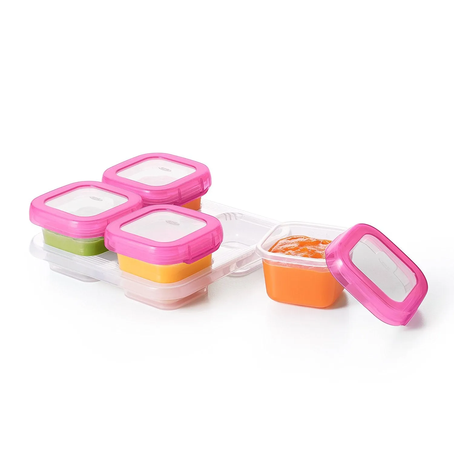 OXO TOT Baby Blocks Freezer Storage Containers Set 4oz/120ml - Pink