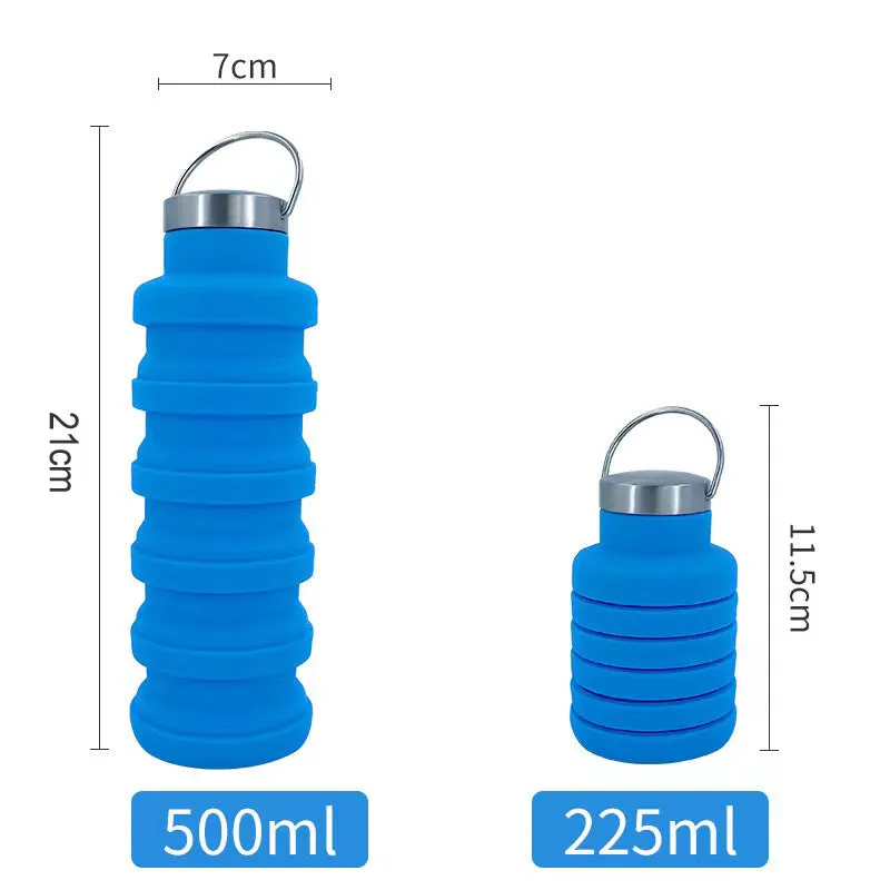 Portable Food Grade Silicone Folding Cup 500ml Creative Sports Water Bottle Outdoor Telescopic Decompression Water Cup