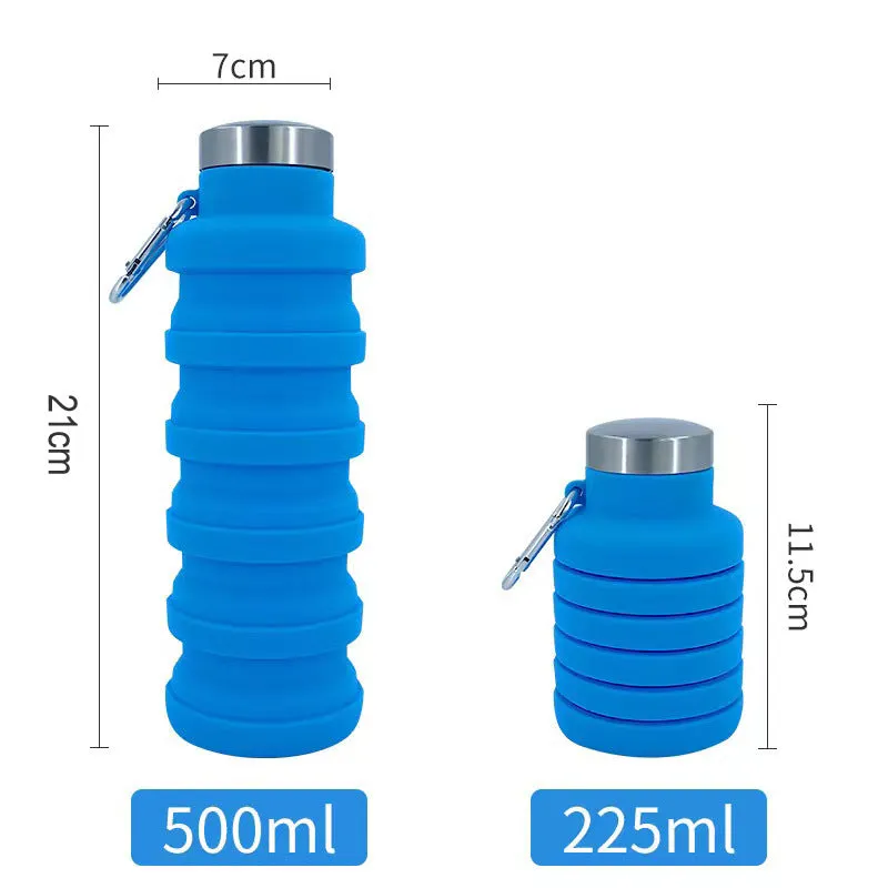 Portable Food Grade Silicone Folding Cup 500ml Creative Sports Water Bottle Outdoor Telescopic Decompression Water Cup