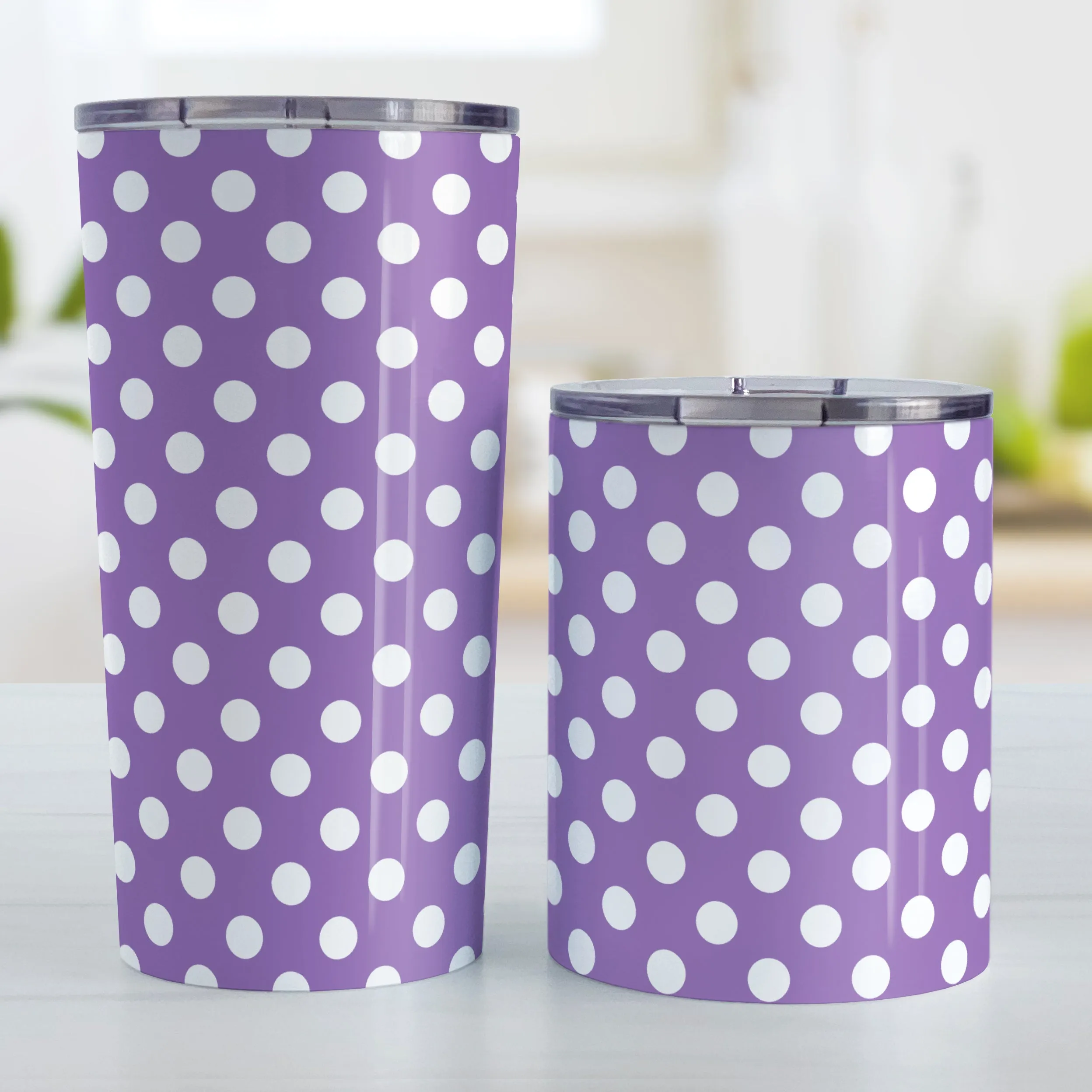 Purple Polka Dot Tumbler Cup