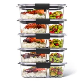 Rubbermaid 5pk 2.85 cup Brilliance Meal Prep Containers, 2-Compartment Food Storage Containers