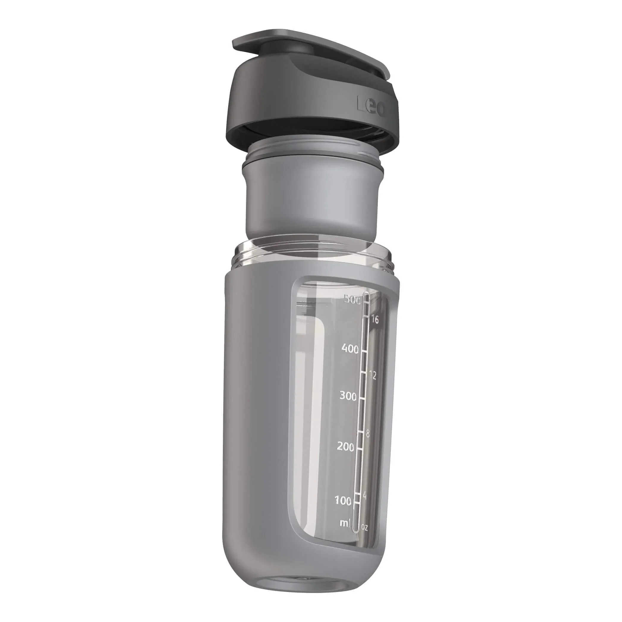 Shaker Bottle With Powder Compartment 500ml - Grey