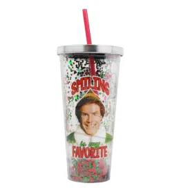 Smiling Is My Favorite 20oz Glitter Straw Cup From Elf The Movie