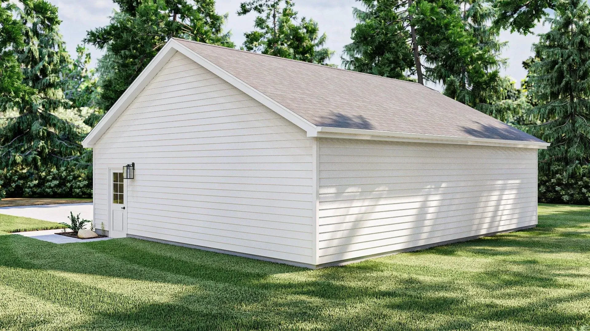 Spacious Three-Bay Garage with Durable and Practical Design