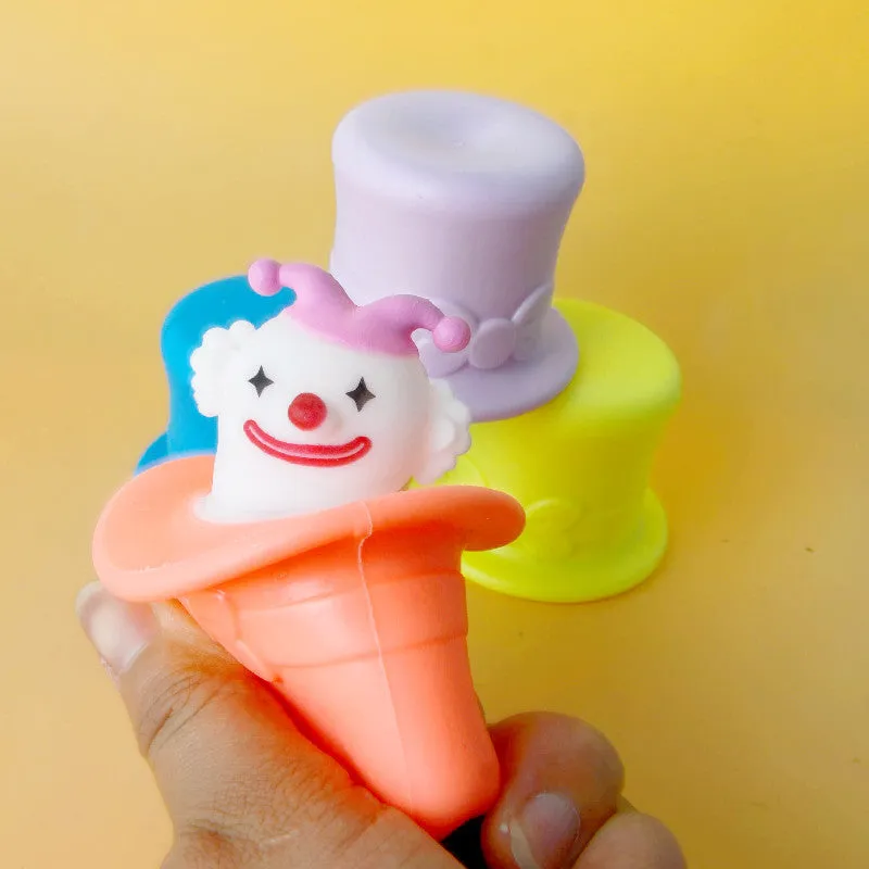 Squeeze & Squish Novelty Clown Cup with Wacky Hat Fidget Toys, TO0057