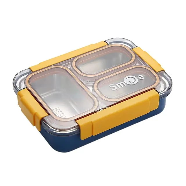 Stainless Steel 3-Compartment 710 ml Lunch Boxes: Durable, Eco-Friendly, and Convenient