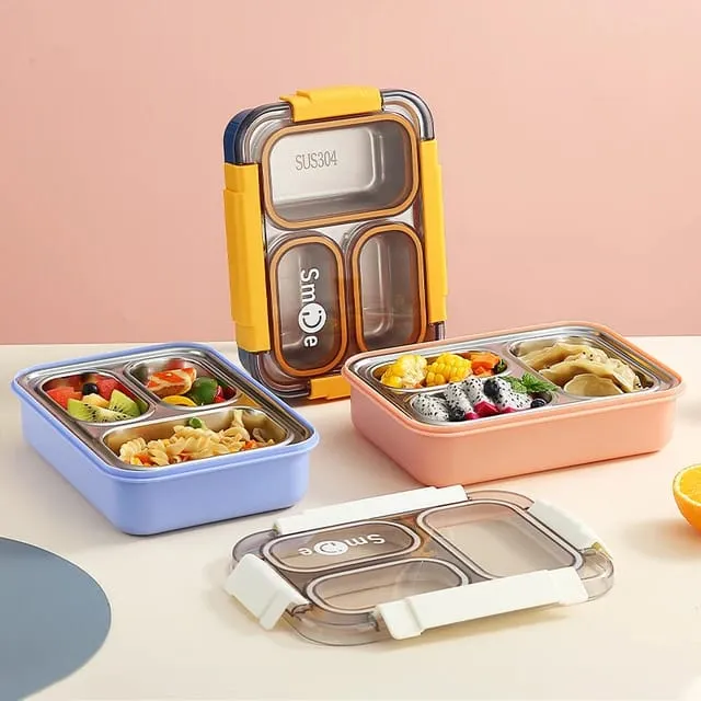 Stainless Steel 3-Compartment 710 ml Lunch Boxes: Durable, Eco-Friendly, and Convenient