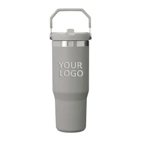 Stanley IceFlow Flip Straw 30oz Custom Tumblers, Ash