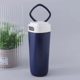 The Better Home Anti-Fall Coffee Travel Tumbler with Suction Bottom | 480ml | Stainless Steel | Leakproof | Coffee Mug with Lid and Handle | Perfect for Travel, Home and Office (Dark Blue)