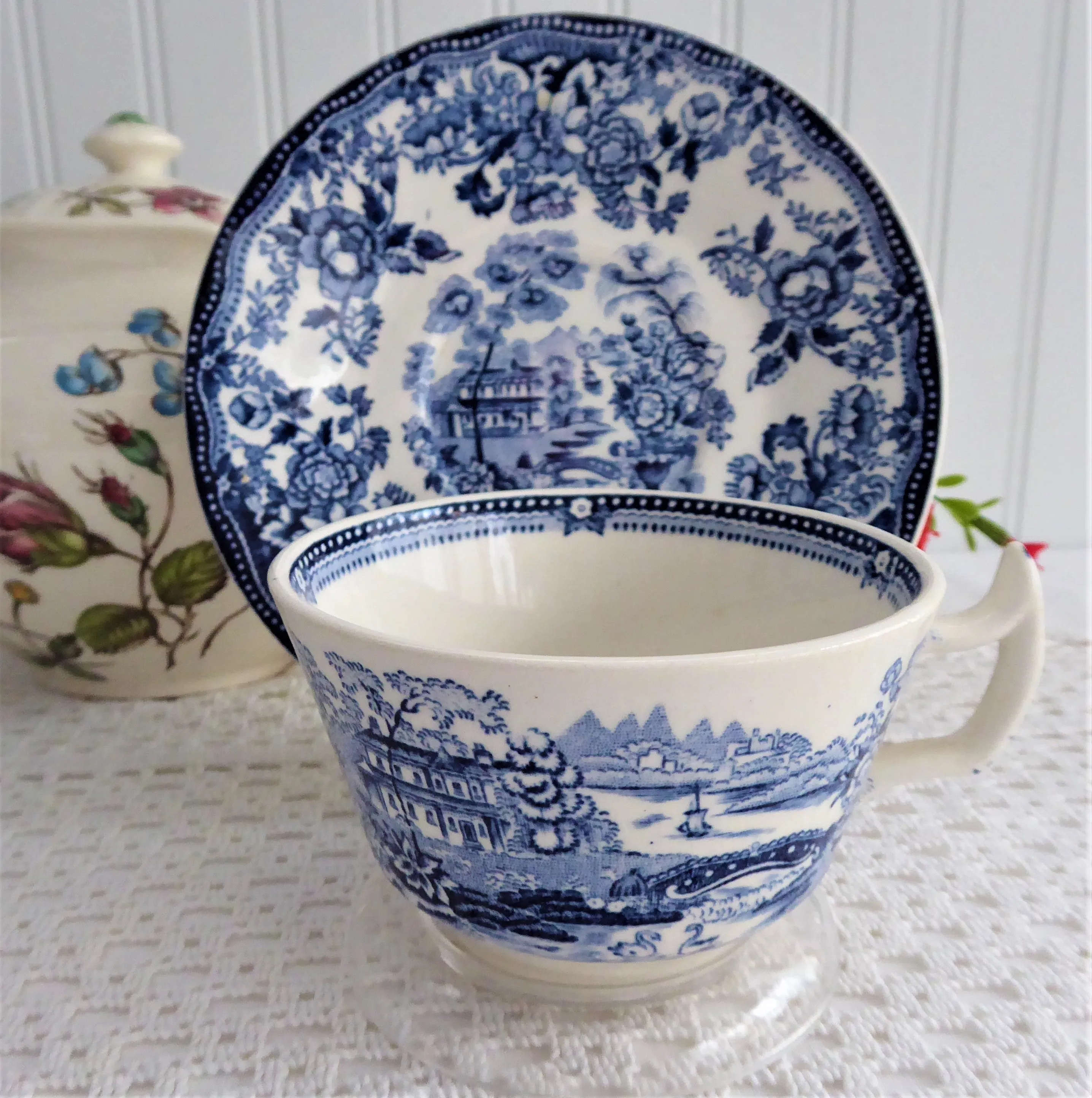 Tonquin Blue Transferware Cup And Saucer 1960s Ironstone Royal Staffordshire Clarice Cliff