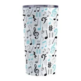 Turquoise Music Notes Pattern Tumbler Cup