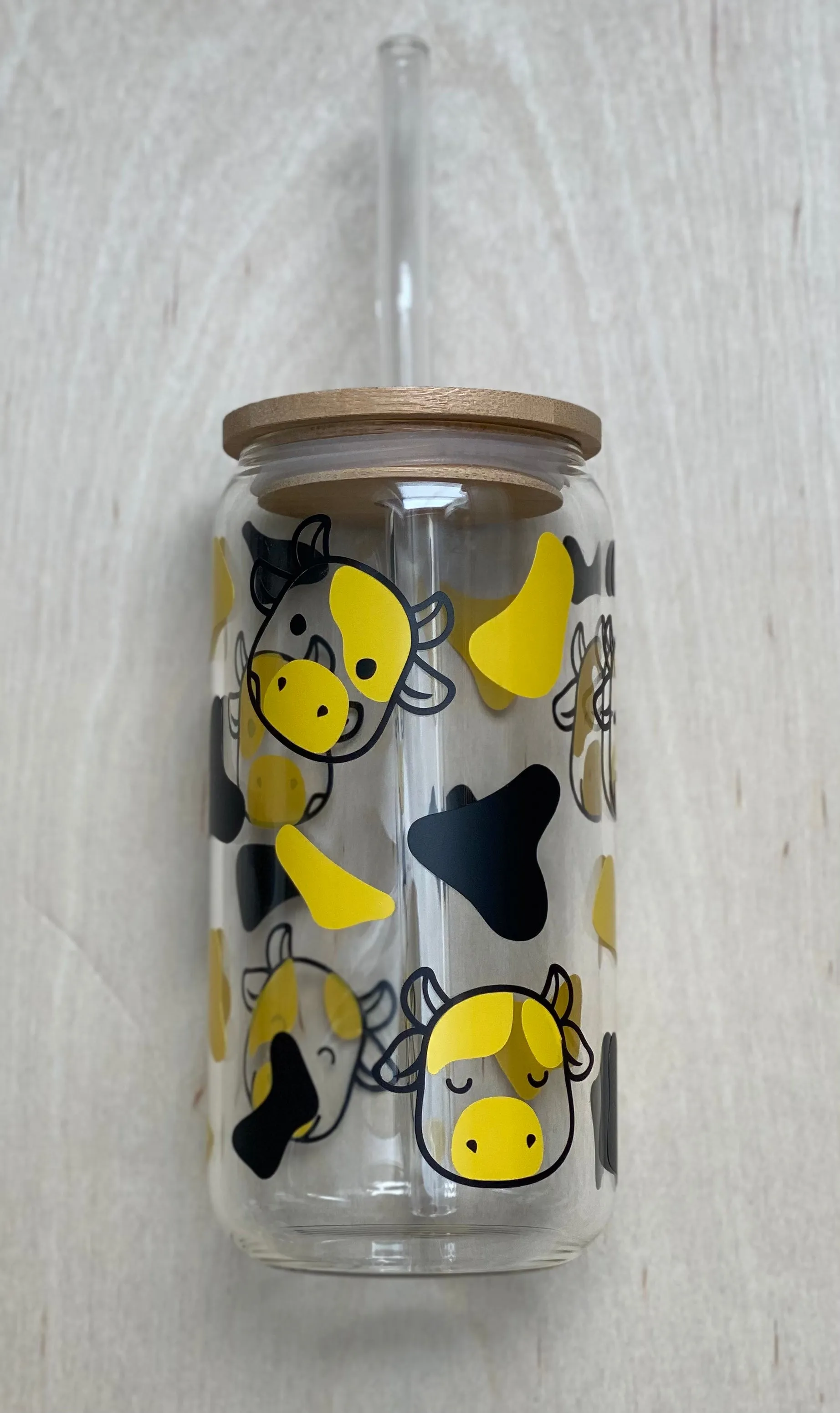 Yellow Cow Glass Cup