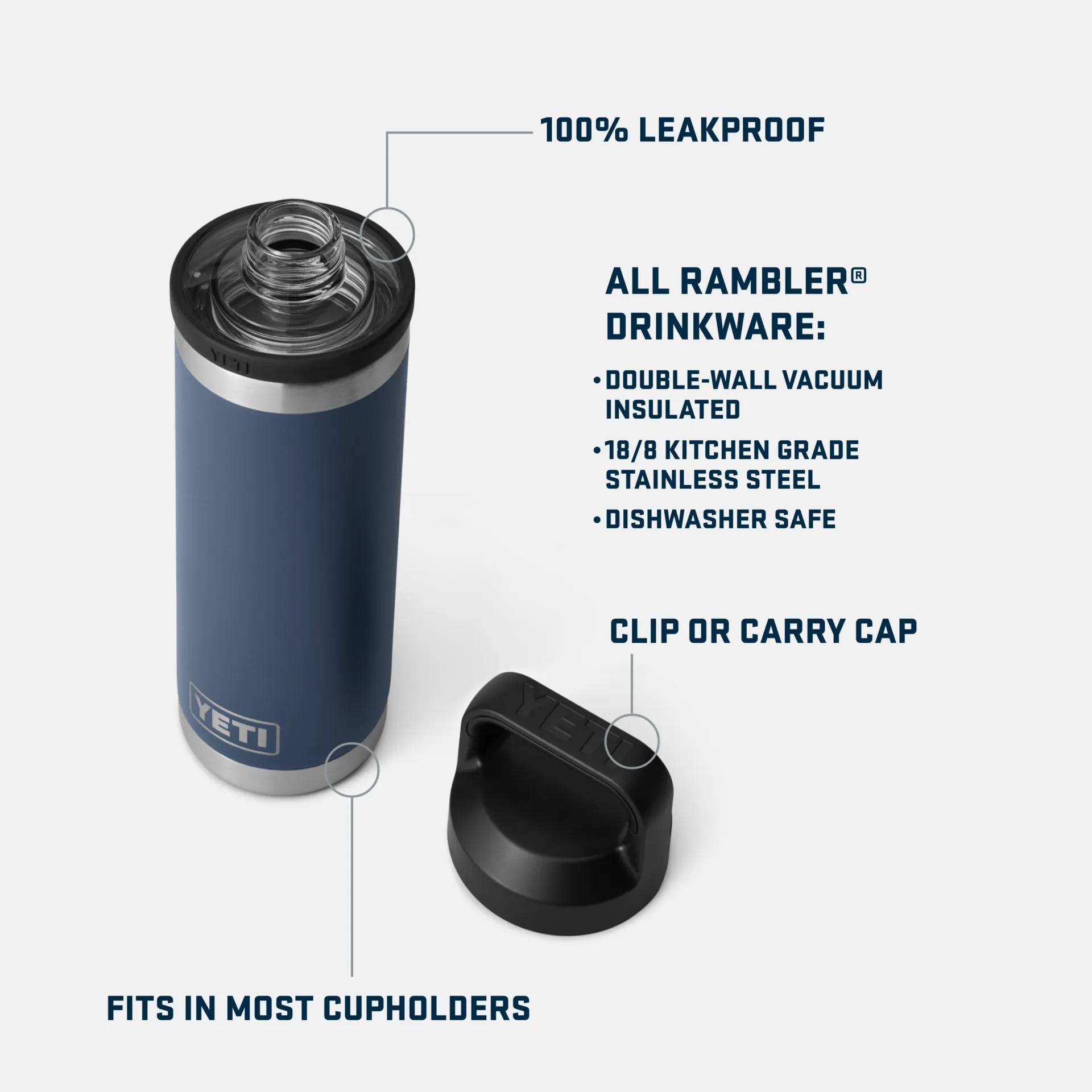 YETI Rambler 18 Oz Water Bottle With Chug Cap