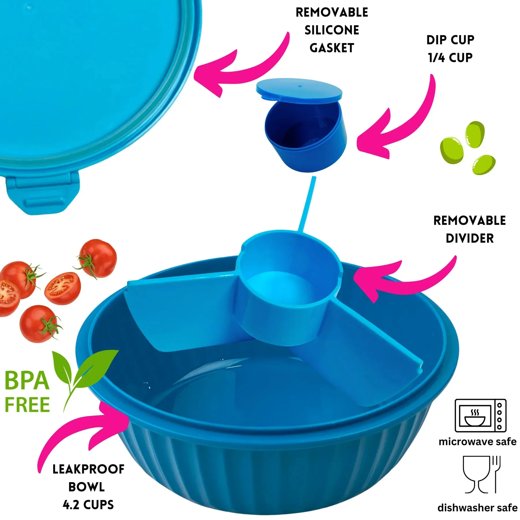 Yumbox Leakproof Divided Poke Salad Bowl - Lagoon Blue