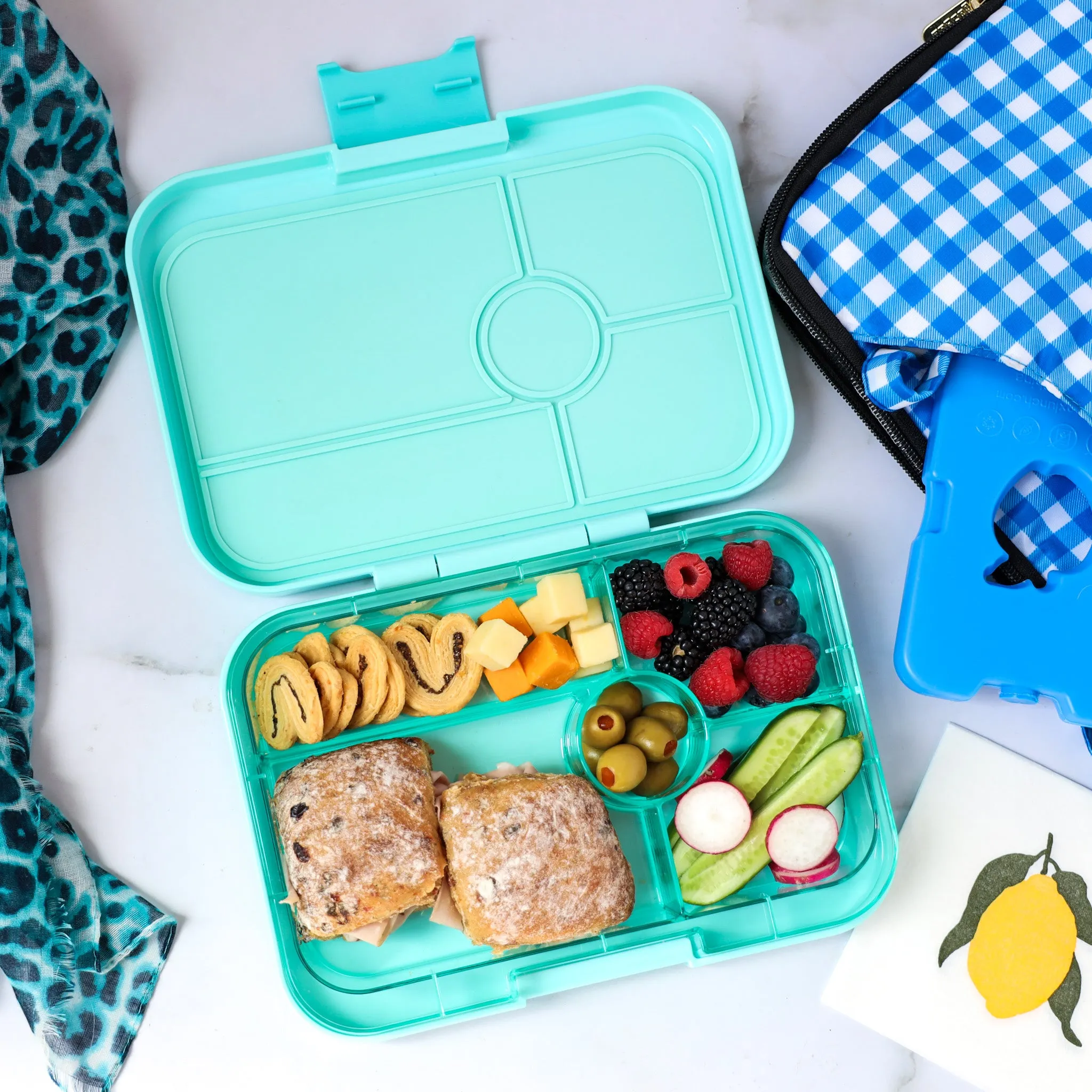 Yumbox Tapas Lunch Box 5 - Bali Aqua - Clear Aqua Tray